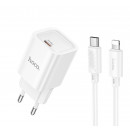 Мережевий зарядний пристрій HOCO C148A Charm single port PD30W charger set (C to iP) (EU) White