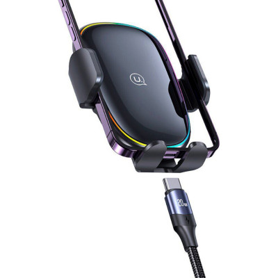 Тримач для мобільного Usams US-CD187 15W Wireless Charging Car Holder With Colorful Light - изображение 4