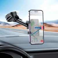 Автотримач для телефона HOCO H22 Dragon automatic clamping car holder(center console) Red Black (Цвет Red Black) - фото № 8