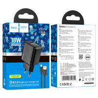 Мережевий зарядний пристрій HOCO CS21A Rich single port QC3.0 charger set(Micro)(EU) Black (Цвет 7073) - фото № 8