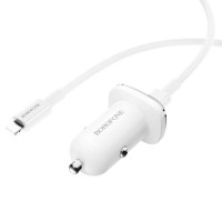 Автомобільний зарядний пристрій BOROFONE BZ12B single port QC3.0 (Type-C to Lightning) 18W White (Цвет Белый) - фото № 4