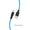Кабель HOCO X21 Plus USB to iP 2.4A, 1m, silicone, silicone connectors, Black+Blue - зображення 3