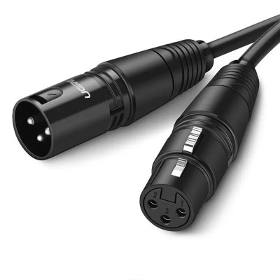 Аудіо кабель UGREEN AV130 Cannon Male to Female Microphone Extension Audio Cable 1m (Black)(UGR-20708) - зображення 1