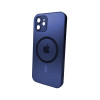 Чохол для смартфона AG Glass Matt Frame Color MagSafe Logo for Apple iPhone 12 Navy Blue