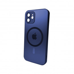Чохол для смартфона AG Glass Matt Frame Color MagSafe Logo for Apple iPhone 12 Navy Blue