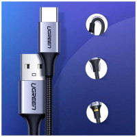 Кабель UGREEN US288 USB-A 2.0 to USB-C Cable Nickel Plating Aluminum Braid 1m (Black) (UGR-60126)  - фото № 5