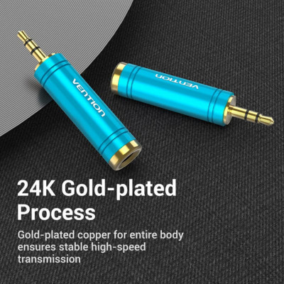 Адаптер Vention 3.5mm Male to 6.35mm Female Audio Adapter Blue Aluminum Alloy Type (VAB-S04-L) - зображення 2