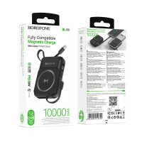 Зовнішній акумулятор BOROFONE BJ59 Refined 22.5W+PD20W fully compatible power bank with magnetic cable (10000mAh) Black (Колір Черный) - фото № 6