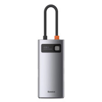 USB-хаб Baseus Metal Gleam Series 4-in-1 Multifunctional Type-C HUB Docking Station Gray（Type-C to HDMI*1+USB3.0*1+USB2.0*1+PD*1） (Колір Gray) - фото № 3