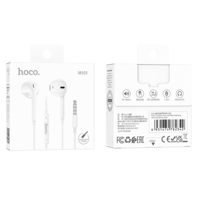Навушники HOCO M101 Crystal joy wire-controlled earphones with microphone White - изображение 8