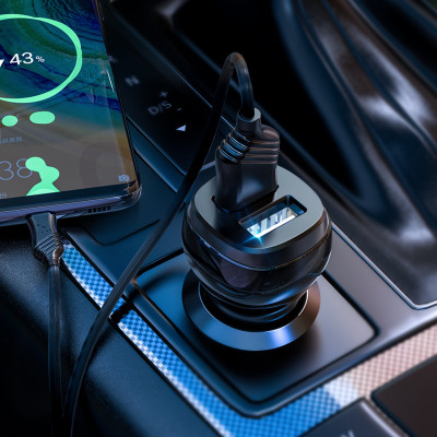 Автомобильное зарядное устройство пристрій HOCO Z40 Superior, двухпортовое автомобильное зарядное устройство (Micro), черный (6931474739698) - изображение 5