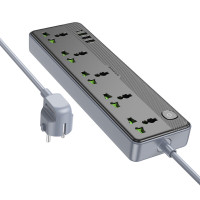 Мережевий подовжувач BOROFONE BAC4A Lord 5 position socket(1C3A)(EU) Black (Колір Черный) - фото № 3