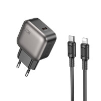 Мережевий зарядний пристрій BOROFONE BAS53A Absolute single-port PD20W charger set (C to iP) (EU) Black
