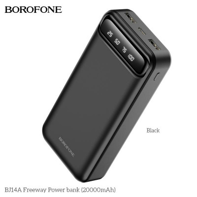 Зовнішній акумулятор BOROFONE BJ14A Freeway Power bank 20000mAh Black - изображение 1