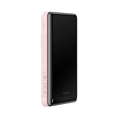 Зовнішній акумулятор Baseus Magnetic Bracket Wireless Fast Charge Power Bank 10000mAh 20W Pink (With cable Type-C to Type-C 60W（20V/3A) - зображення 6