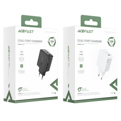 Мережевий зарядний пристрій ACEFAST A5 PD32W(USB-C+USB-A) dual port charger Black - изображение 5