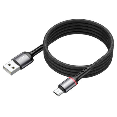 Кабель BOROFONE BU33 USB to Type-C 3A, 1.2m, nylon, aluminum connectors, light indicator, Black - зображення 2