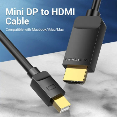 Кабель Vention 4K Mini DisplayPort to HDMI Cable 2M Black (HAHBH) - зображення 2