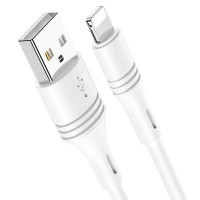Кабель BOROFONE BX43 USB to iP 2.4A, 1m, PVC, PVC connectors, White
