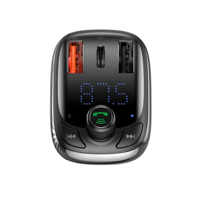 АЗП з FM-модулятором Baseus T Shaped S-13 Car Bluetooth MP3 Player (PPS Fast Charger Edition) Black - зображення 4