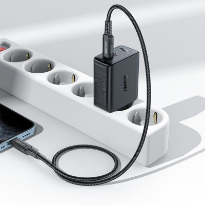 Мережевий зарядний пристрій ACEFAST A29 PD50W GaN (USB-C+USB-C) dual port charger Black (AFA29B) - зображення 3