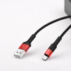 Кабель HOCO X26 USB to Micro 2A, 18W 1m, nylon,  aluminum connectors, Black+Red - зображення 2