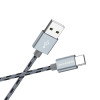 Кабель BOROFONE BX24 USB to Type-C 3A, 1м, нейлон, алюминиевые разъемы, Серый Металл (BX24CMG) - изображение 3