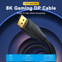 Кабель Vention DP 1.4 Male to Male HD Cable 8K 2M Black (HCDBH) (Колір 7073) - фото № 2