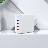 Мережевий зарядний пристрій ACEFAST A37 PD100W GaN (3*CUSB-C+USB-A) charger set White (Колір Білий) - фото № 3