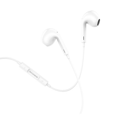 Навушники BOROFONE BM30 Max Acoustic wire control earphones for iP with mic White - зображення 1