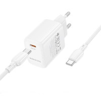 Мережевий зарядний пристрій BOROFONE BN26 Fuente single-port PD20W charger set (C to C) (EU) White (Цвет Білий) - фото № 4