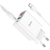 Мережевий зарядний пристрій HOCO C100A PD20W+QC3.0 charger with digital display set(Type-C to Type-C) White (Білий)- № 5