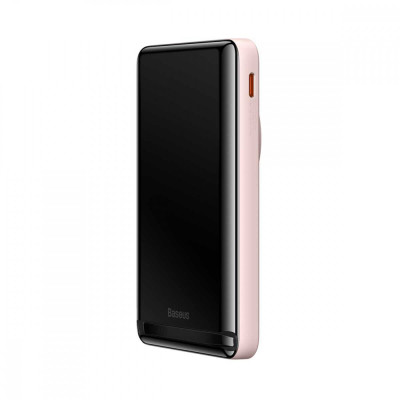 Зовнішній акумулятор Baseus Magnetic Bracket Wireless Fast Charge Power Bank 10000mAh 20W Pink (With cable Type-C to Type-C 60W（20V/3A) - зображення 3