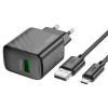 Мережевий зарядний пристрій HOCO CS21A Rich single port QC3.0 charger set(Micro)(EU) Black (7073)- № 3