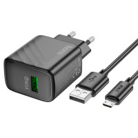 Мережевий зарядний пристрій HOCO CS21A Rich single port QC3.0 charger set(Micro)(EU) Black (Цвет 7073) - фото № 3