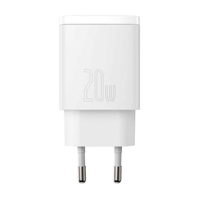 Мережевий зарядний пристрій Baseus Compact Quick Charger U+C 20W EU White - изображение 1