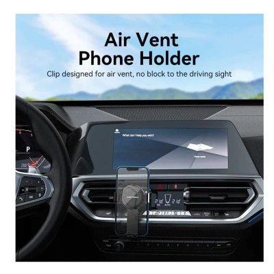 Автотримач для телефону Vention Auto-Clamping Car Phone Mount With Duckbill Clip Black Disc Fashion Type (KCSB0) - зображення 3