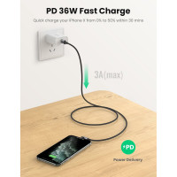 Кабель UGREEN US305 USB-C to Lightning Angled Cable Aluminum Shell Braided 1m(UGR-60763) (Цвет Черный) - фото № 7