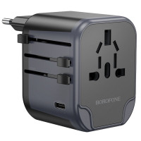Мережевий зарядний пристрій BOROFONE BAC12 Leader 3-port(1C2A) universal conversion charger Black (Цвет 7073) - фото № 3