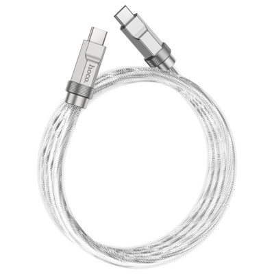 Кабель HOCO U113 Твердый силиконовый кабель для зарядки и передачи данных мощностью 100 Вт от Type-C до Type-C, серебристый (6931474790101) - изображение 3