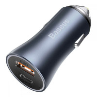 Автомобільний зарядний пристрій Baseus Golden Contactor Pro Dual Quick Charger Car Charger U+C 40W Dark Gray (Колір Голубой) - фото № 2