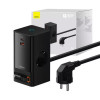 Мережевий зарядний пристрій Baseus PowerCombo Digital PowerStrip 2AC+1U+1C+Retractable-C 65W with 1.5m power cord EU Black (Черный)- № 4