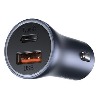 Автомобільний зарядний пристрій Baseus Golden Contactor Pro Dual Car Charger U+C 40W (With Cable Type-C/ iP 1m) Dark Grey (Колір Темно-серый) - фото № 3