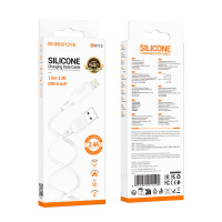 Кабель BOROFONE BX113 Lenny silicone charging data cable iP(L=1M) White (Цвет 7068) - фото № 3
