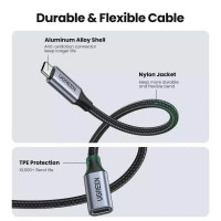 Кабель-подовжувач UGREEN US372 USB-C Male to USB-C Female Gen2 Alu Case Braided Extension Cable 1m (Space Gray)(UGR-30205) (Колір Черный) - фото № 3