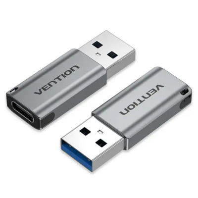 Адаптер Vention USB 3.0 Male to USB-C Female Adapter Grey Aluminium Alloy Type (CDPH0) (CDPH0) - зображення 1