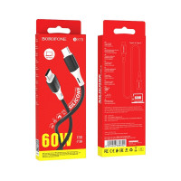 Кабель BOROFONE BX79 Type-C to Type-C 3A,60W, 1m, silicone, silicone connectors, Black (Колір 7073) - фото № 3