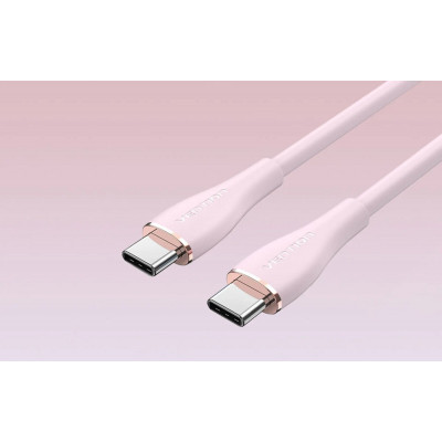 Кабель Vention USB 2.0 C Male to C Male 5A Кабель 1 м Розовый силиконовый тип (TAWPF) - изображение 4