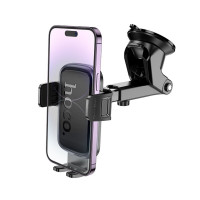 Автотримач для телефона HOCO H79 Vista push-type car holder (center console) Black Metal Gray (Цвет Black Metal Gray) - фото № 5