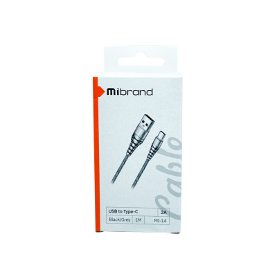Кабель Mibrand MI-14 Зарядная линия для рыболовной сети USB для Type-C 2A 1м Черный/Серый (MIDC/14TBG) - изображение 2